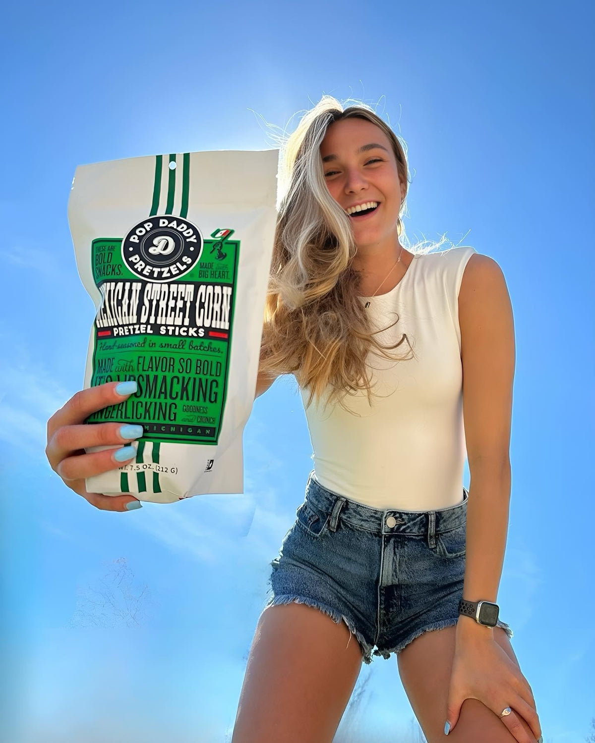 Pop Daddy Pretzels Sticks with resealable pouches offer convenient sharing and storage.