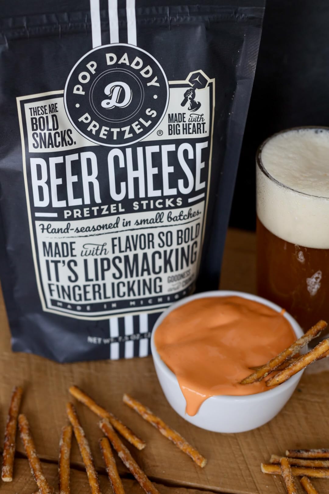 Pop Daddy resealable bag pretzels image highlighting easy pantry storage and freshness.