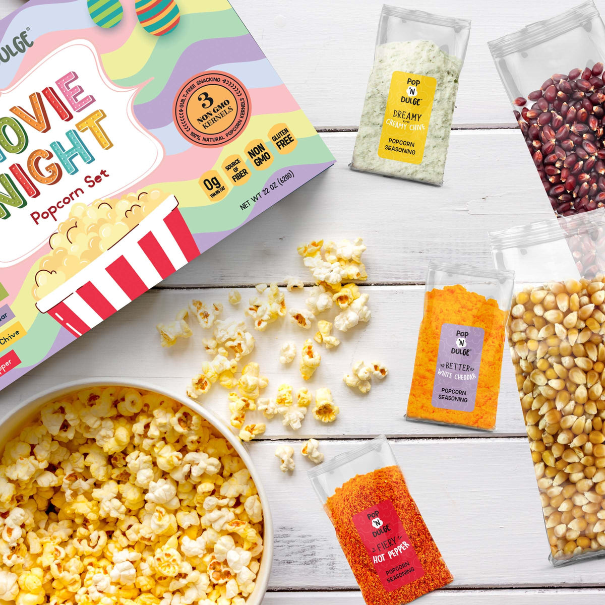 Pop n' Dulge Ruby Crunch kernels add festive Easter flair.
