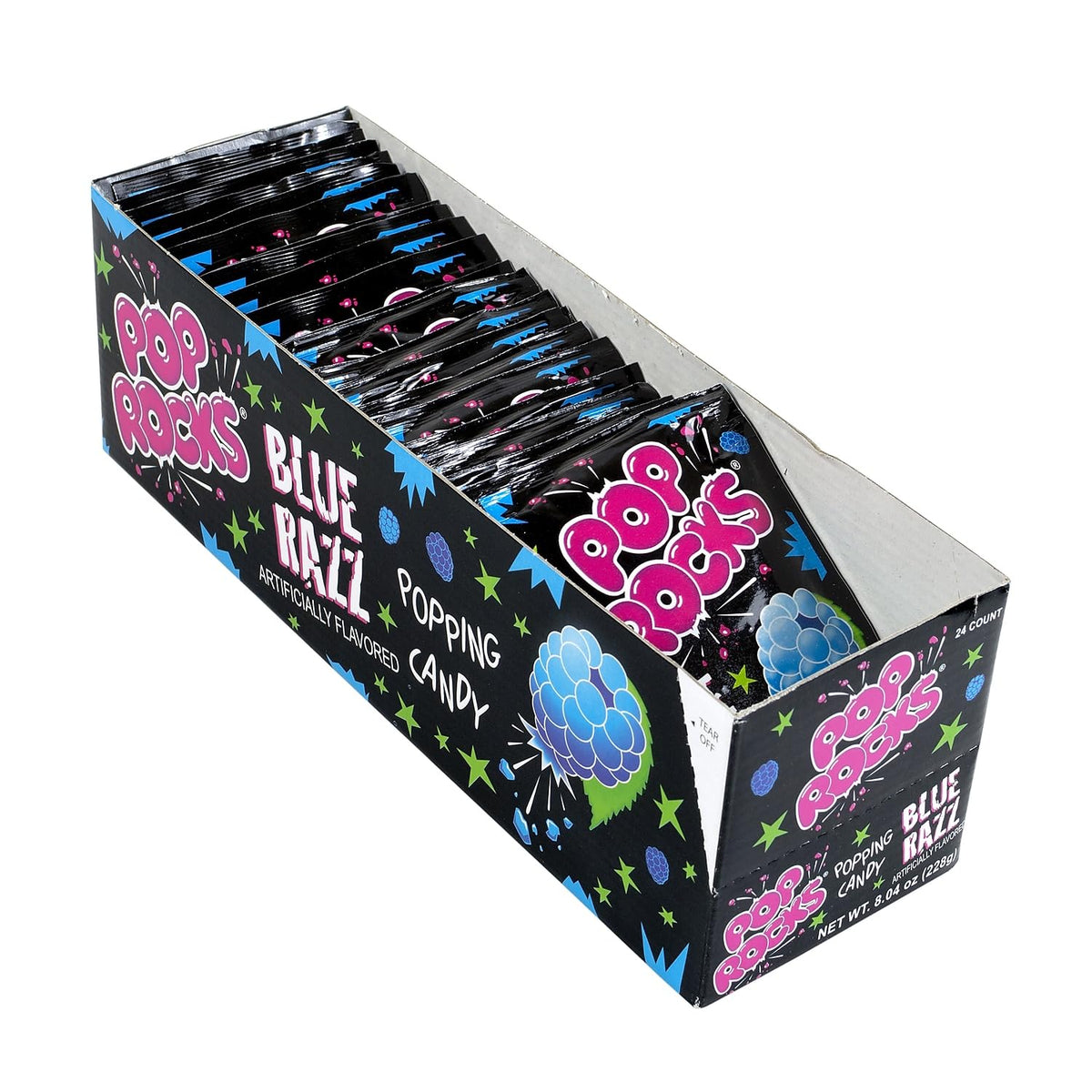 Pop Rocks Blue Razz 24-pack candy package for sharing.