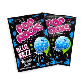 Close-up of Pop Rocks Blue Raspberry candy ready to sparkle.