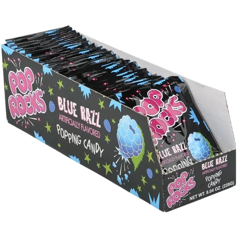 Pop Rocks Blue Razzberries party-display candy bowl centerpiece.