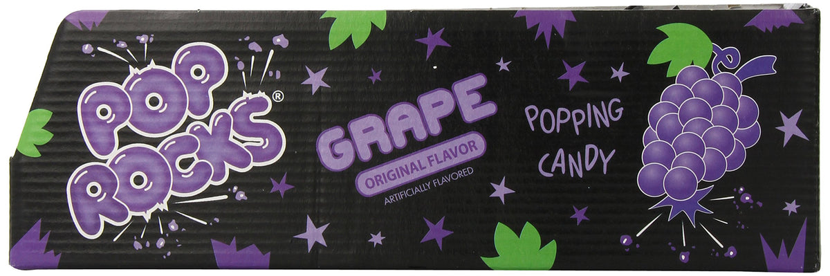 Pop Rocks Grape candy surface detail, capturing fizzing sound appeal.