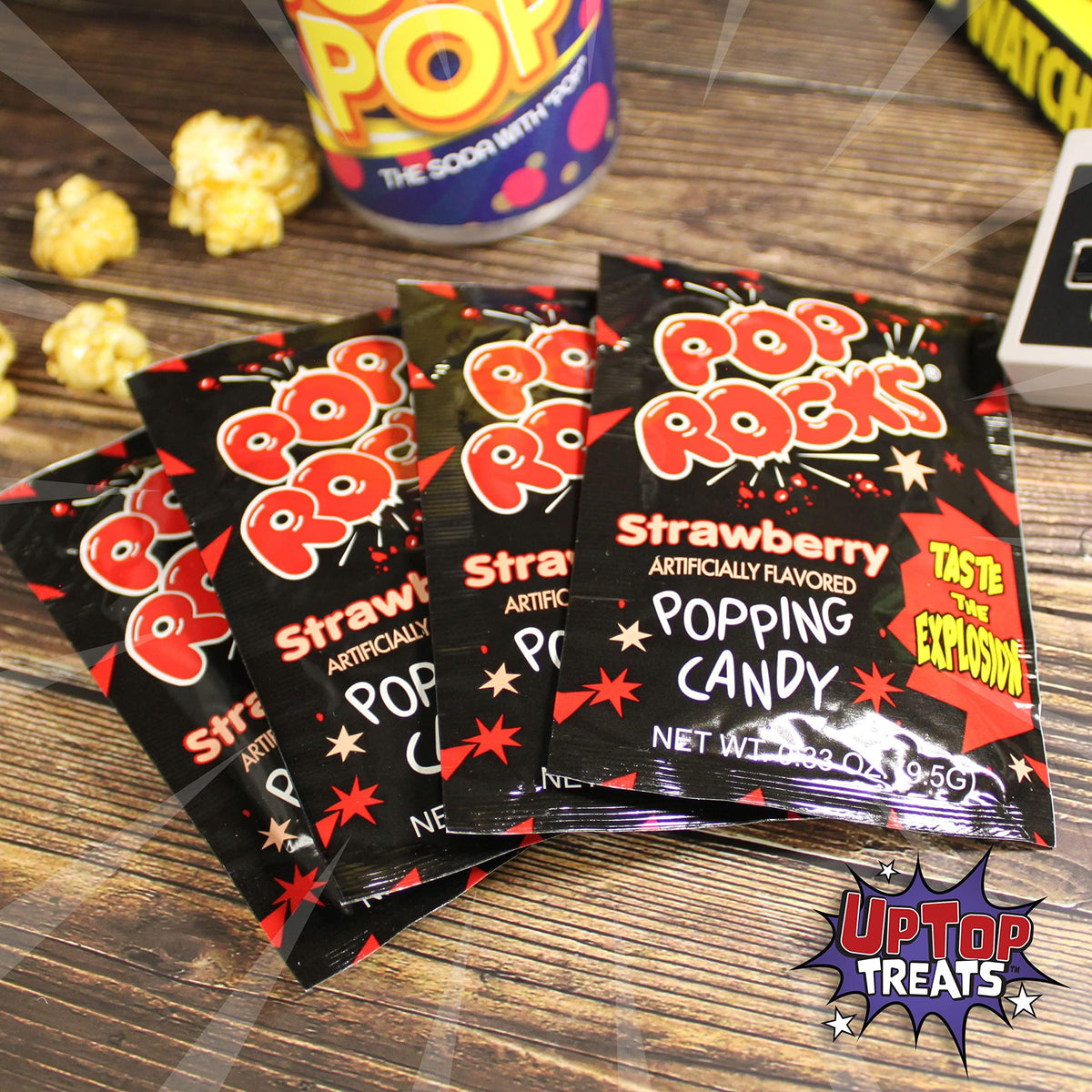 Pop Rocks Strawberry stacked pack presentation ready for gifting or display.
