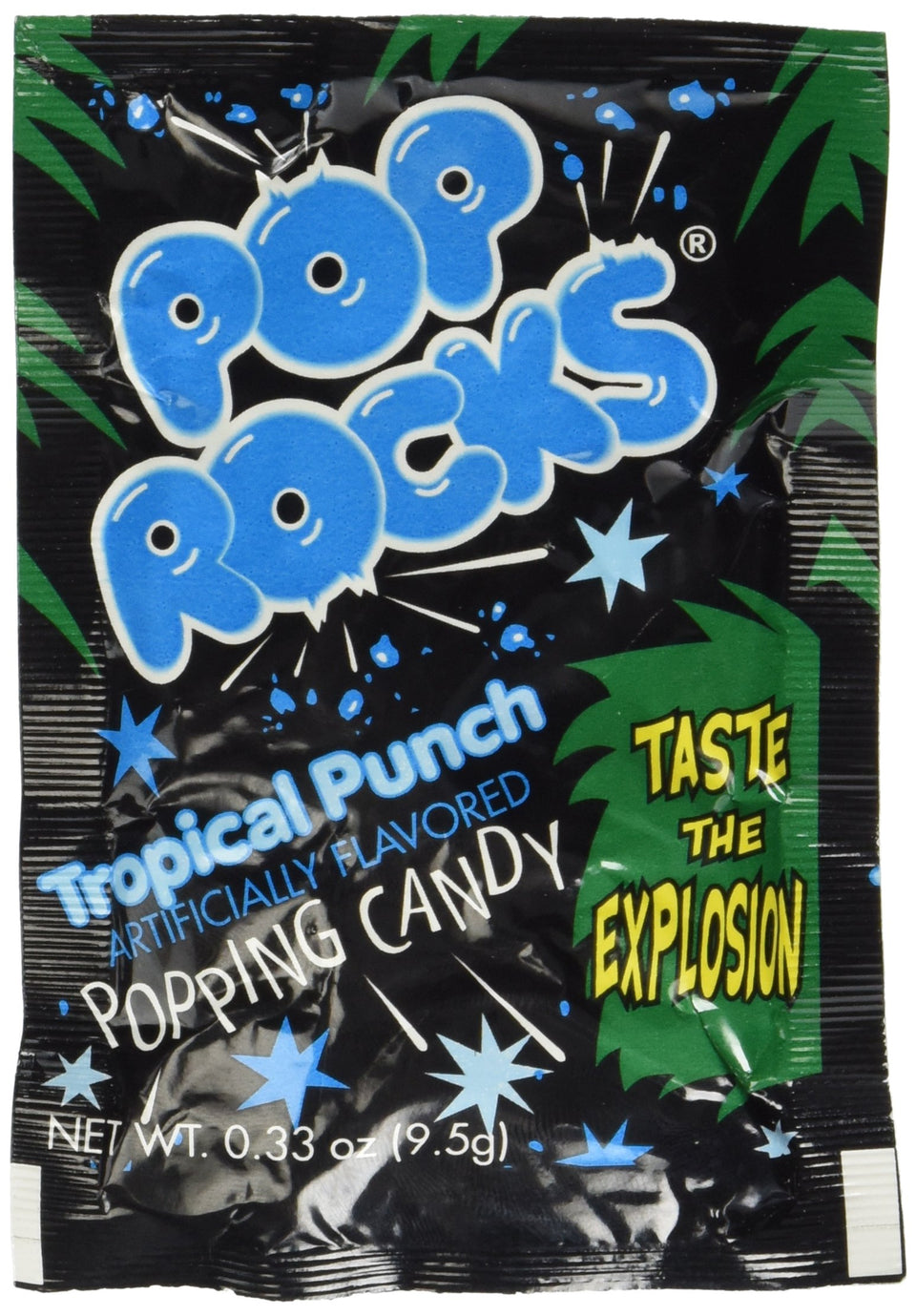 Pop Rocks Tropical Fruit Punch pack front showing colorful popping candy for celebrations.