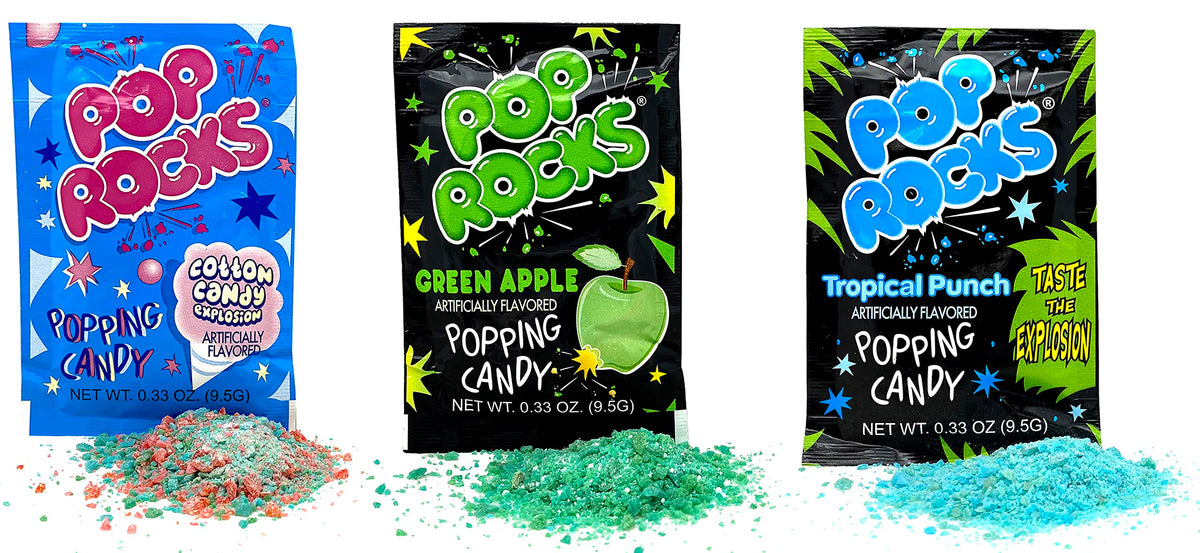 Pop Rocks blue razz tropical punch blends bold flavors.