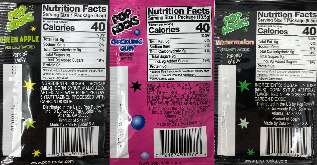 Pop Rocks green apple variety pack highlights bright, tangy snacking.