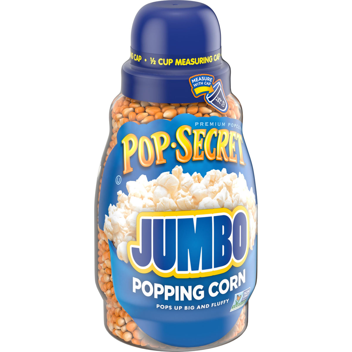 Pop Secret Jumbo Popcorn Kernels 30-ounce jar keeps pantry stocked for instant pops.