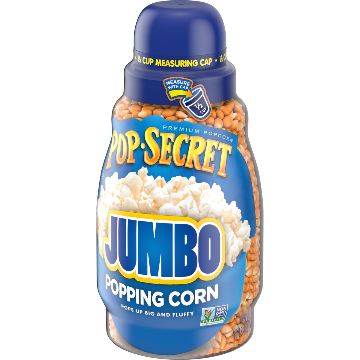 Pop Secret Jumbo Popcorn Kernels packaging keeps kernels fresh until you pop.