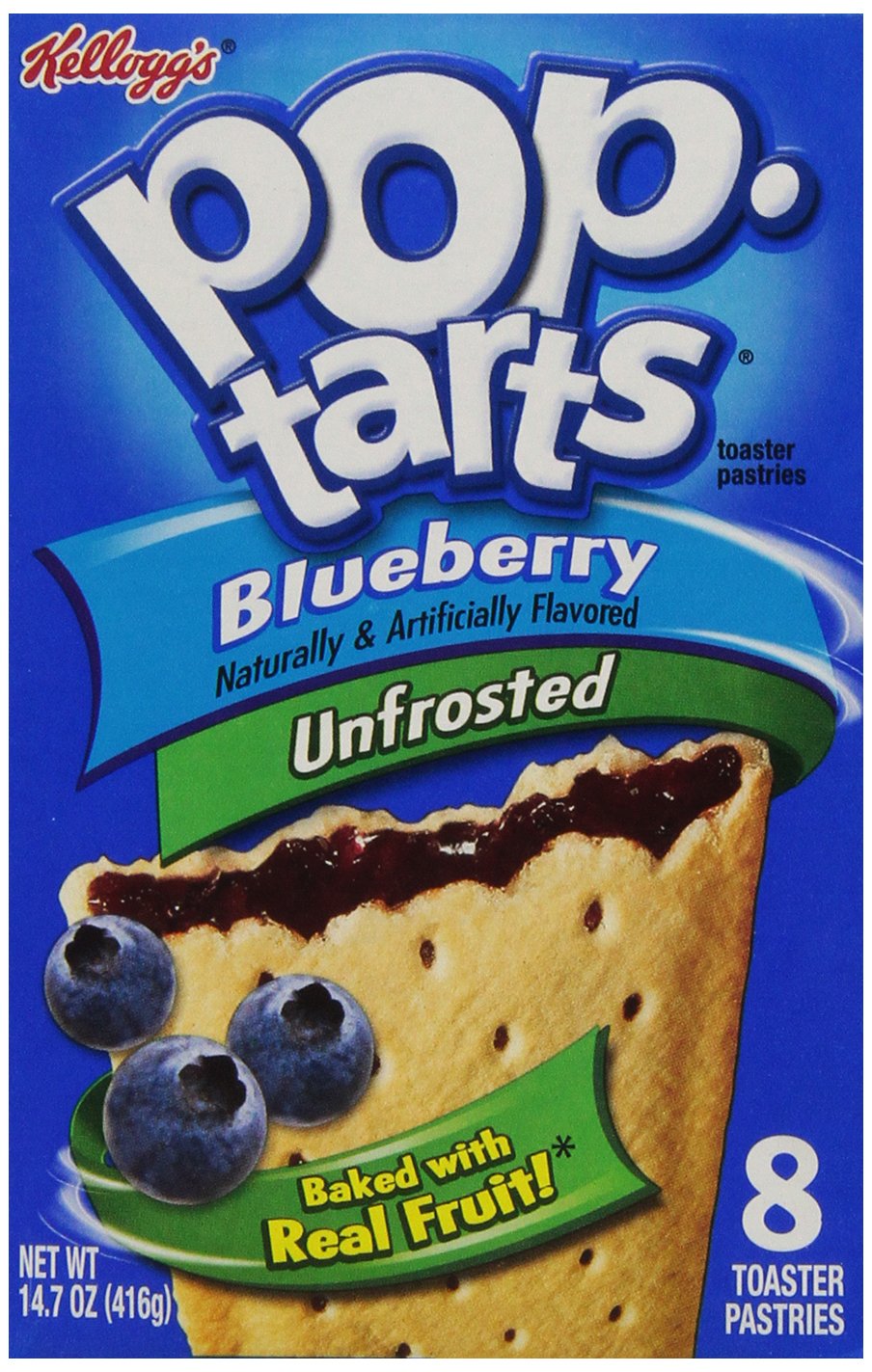 Pop-Tarts Frosted Blueberry Toaster Pastries 2x8ct pack, ideal for quick breakfasts.