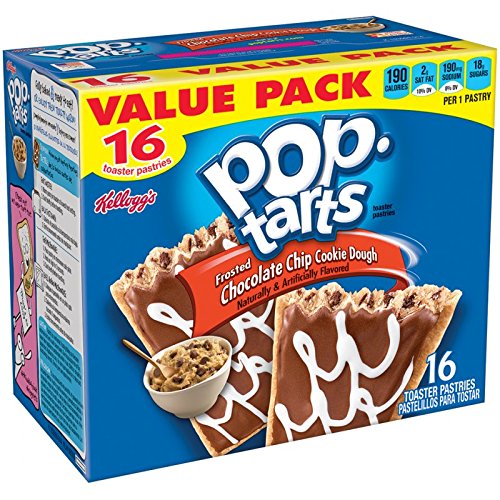 Pop-Tarts Frosted Chocolate Chip Cookie Dough pastry close-up, quick breakfast option.