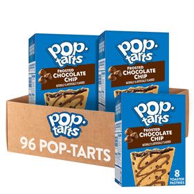Pop-Tarts Frosted Chocolate Chip packaging for pantry-ready snack.