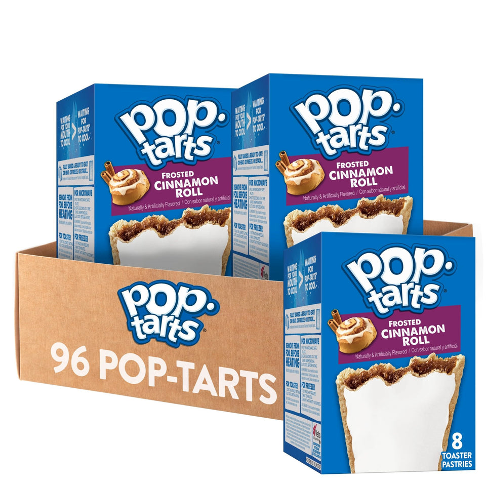Pop-Tarts Frosted Cinnamon Roll packaging, ready-to-grab breakfast option.