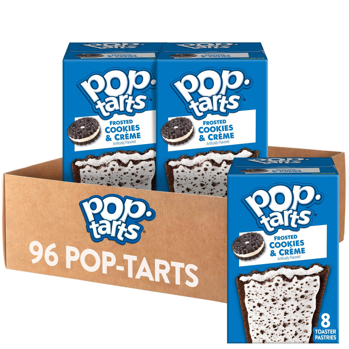 Pop-Tarts Frosted Cookies and Creme front packaging view for easy grab-and-go breakfast