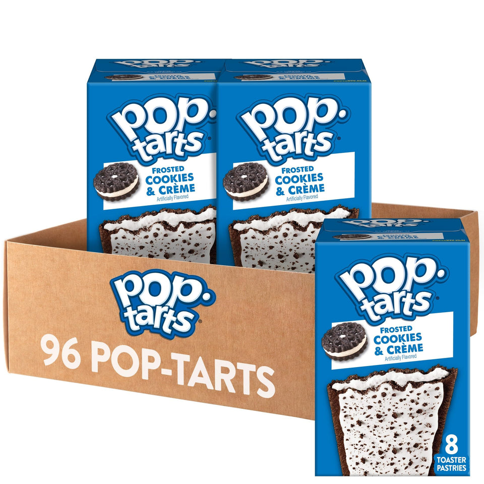 Pop-Tarts Frosted Cookies and Creme front packaging view for easy grab-and-go breakfast
