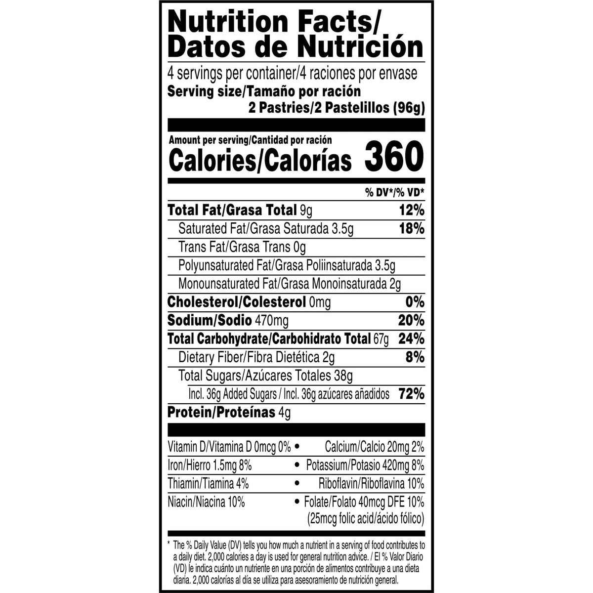 Pop-Tarts Frosted Cookies and Creme nutrition panel showing B vitamins