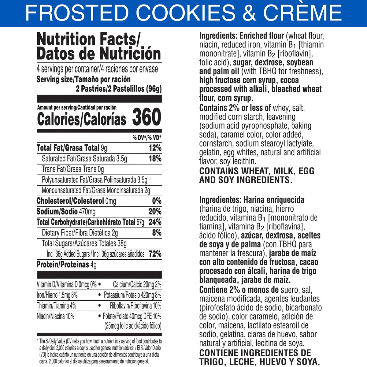 Pop-Tarts Frosted Cookies and Creme toasted pastries with warm texture for breakfast