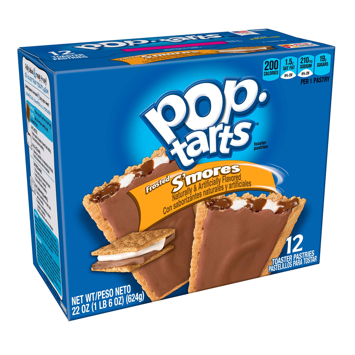 Pop-Tarts Frosted S'mores packaging shown for quick grab-and-go breakfasts.