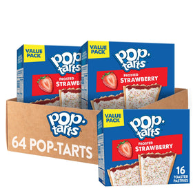Pop-Tarts Frosted Strawberry 64-count pack; ideal pantry staple for quick breakfasts.