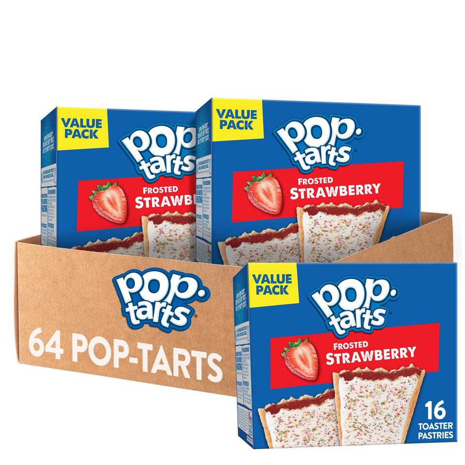 Pop-Tarts Frosted Strawberry 64-count pack; ideal pantry staple for quick breakfasts.