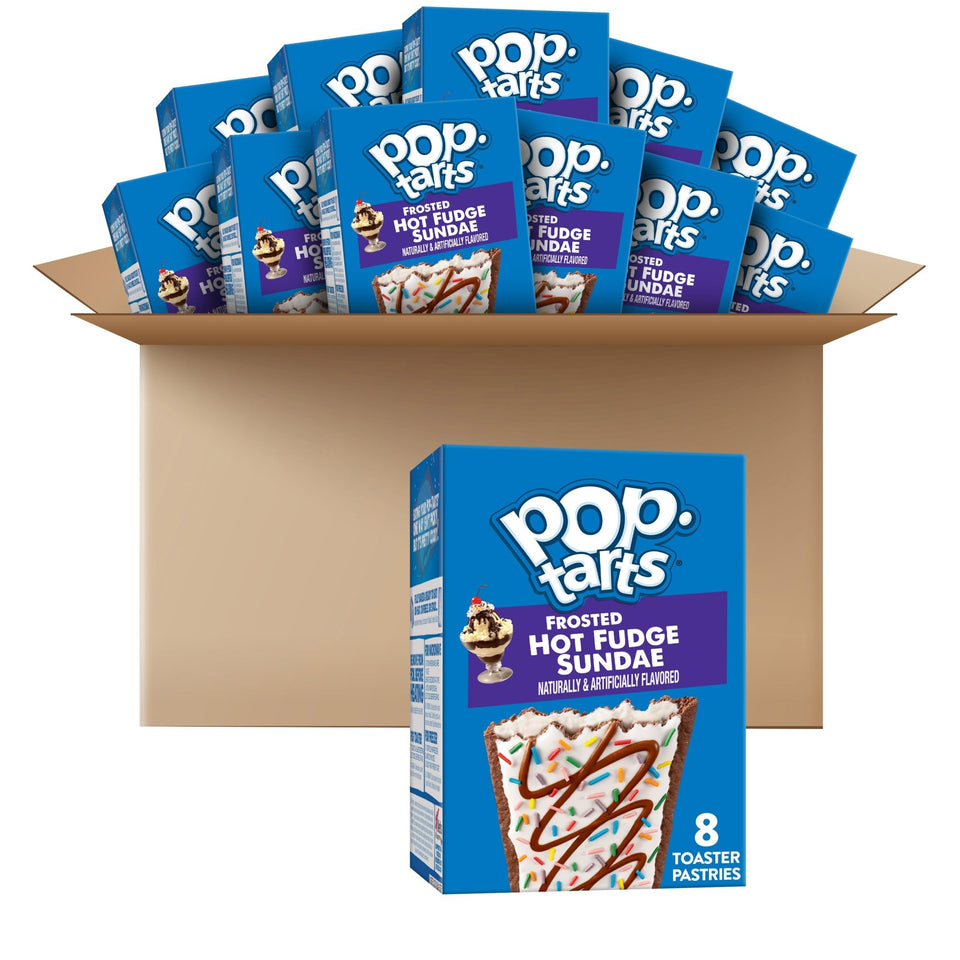 Pop-Tarts Frosted Hot Fudge Sundae packaging highlights shelf-stable convenience