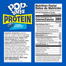 Pop-Tarts Protein Bumpin' Blueberry frosting with colorful sprinkles, ideal for a quick treat.