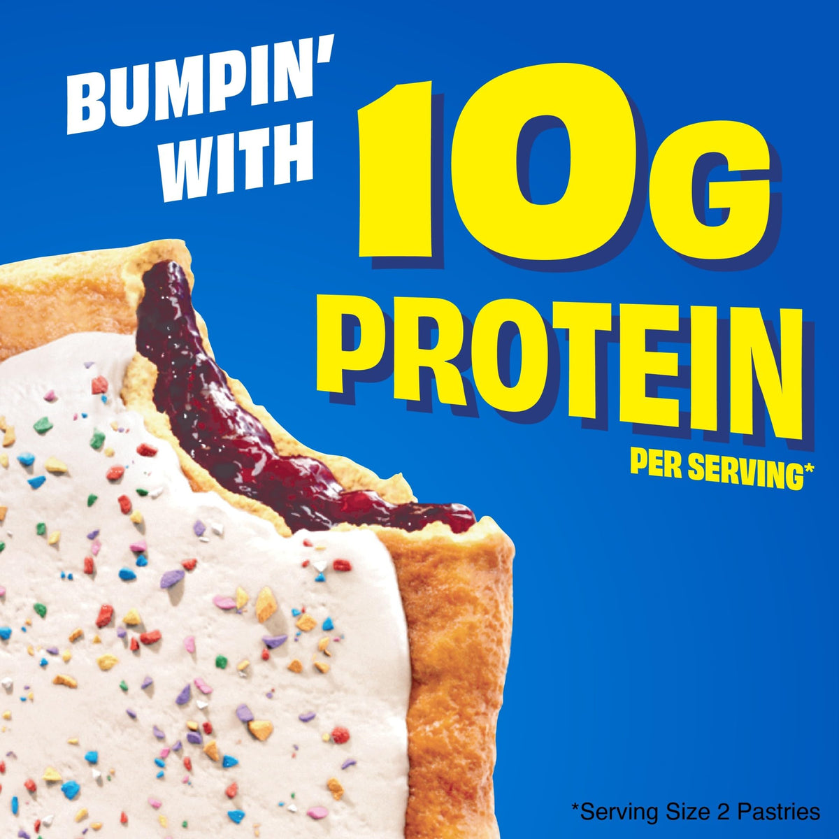 Gooey blueberry filling with buttery crust in Pop-Tarts Protein Bumpin' Blueberry, ideal for mornings.