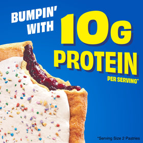 Gooey blueberry filling with buttery crust in Pop-Tarts Protein Bumpin' Blueberry, ideal for mornings.