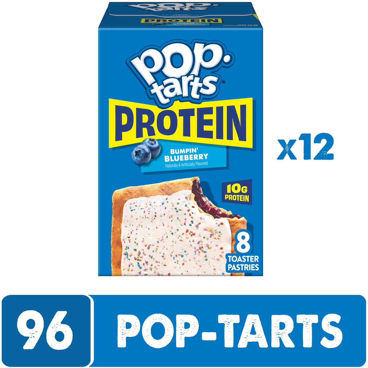 Toasted Pop-Tarts Protein Bumpin' Blueberry with crispy crust for a warm breakfast.