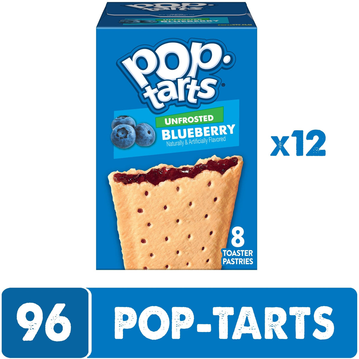 Pop-Tarts Unfrosted Blueberry toaster pastries in toaster illustrate warm crust in minutes.