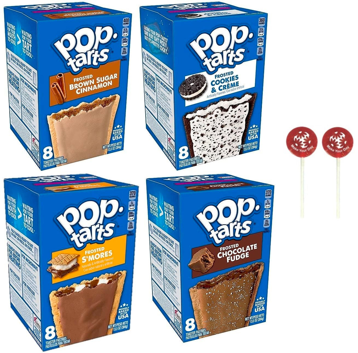Pop Tarts variety pack boxes show four flavors for quick breakfasts
