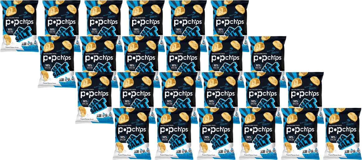 Popchips Sea Salt bag reveals light, crispy chips with bold flavor for on-the-go snacking.