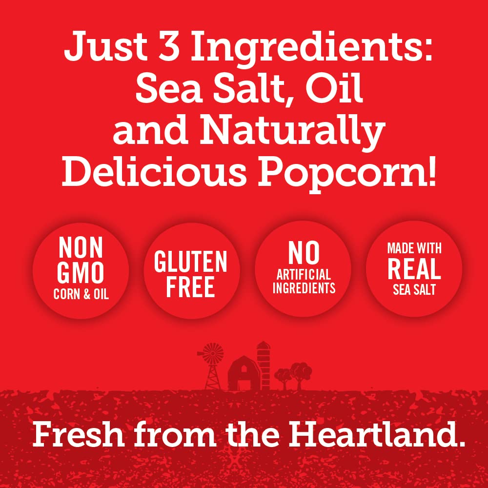 Gluten-free and Non-GMO label on Popcorn Indiana Sea Salt Popcorn.