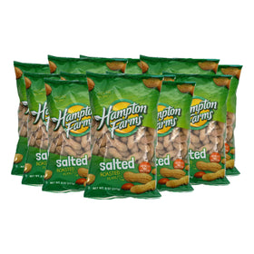 Popcorn Supply Co Hampton's roasted salted in-shell peanuts front view in 8 oz bag for stadium snacking