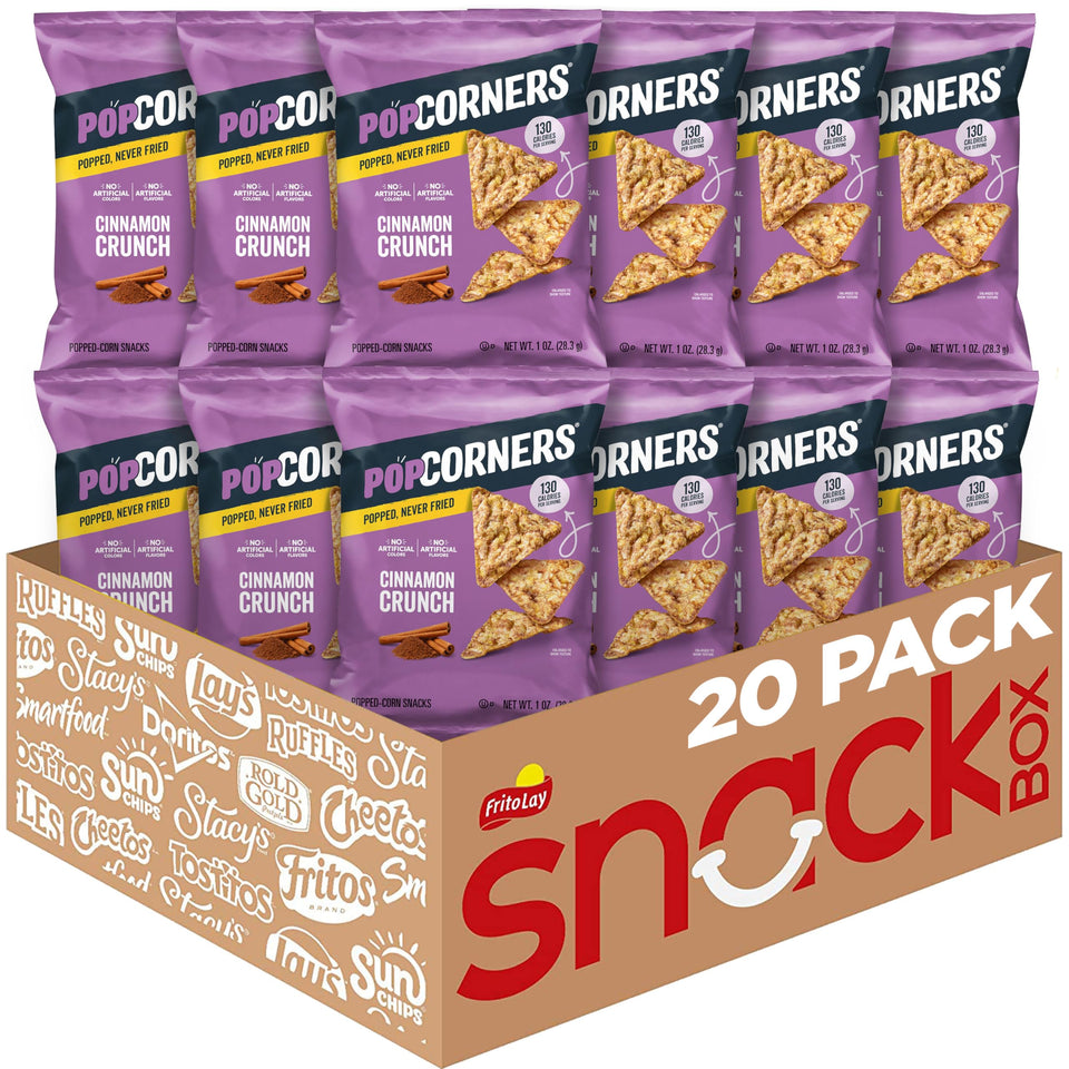 PopCorners Cinnamon Crunch bag front view for on-the-go snacking.