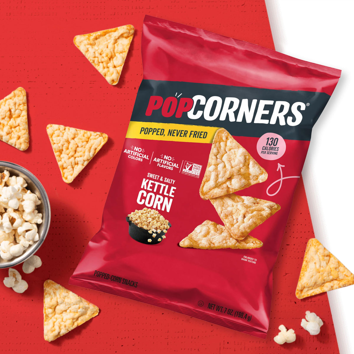 On-the-go desk setup with PopCorners snack pack.