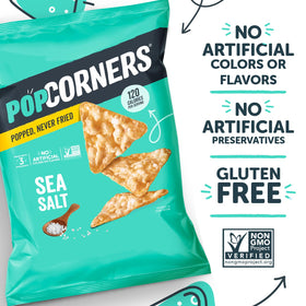 Label highlights three-ingredient formula: yellow corn, sunflower oil, sea salt