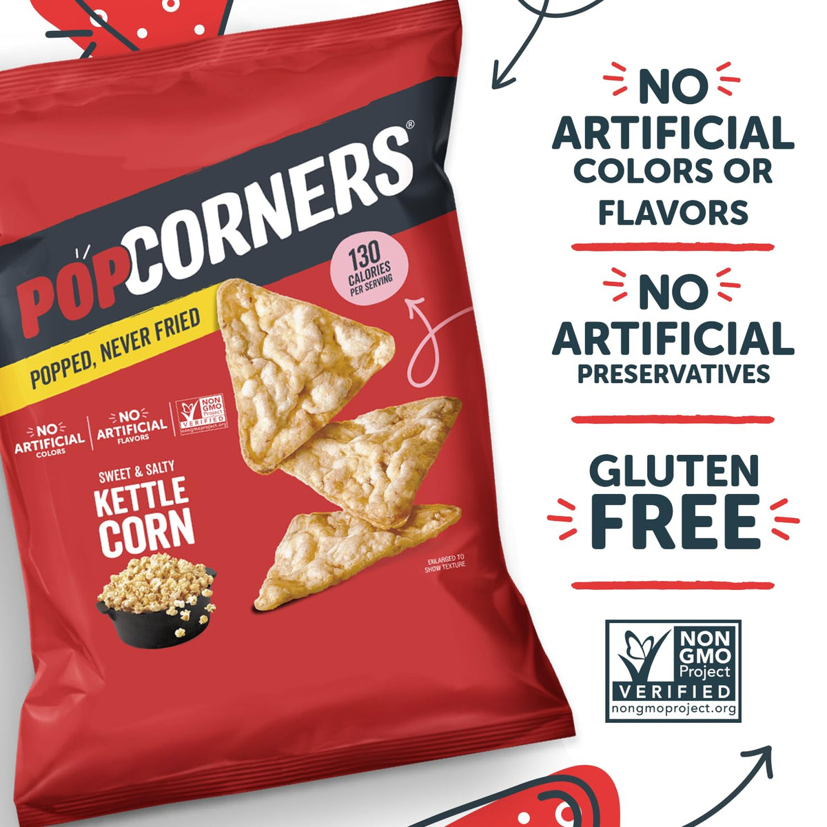 Label highlights simple ingredients: yellow corn and sunflower oil.