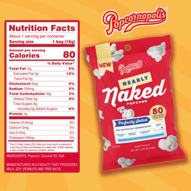 Lunchbox-ready Popcornopolis Nearly Naked bags shown for school snacks