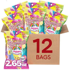 Popcornopolis Unicorn 12-pack bags ready for sharing at parties.