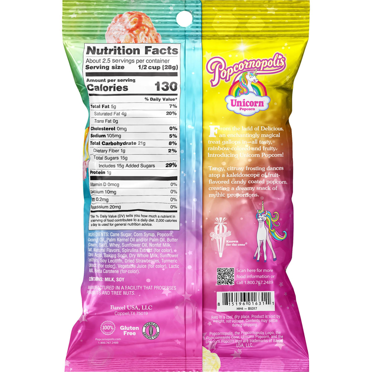 Popcornopolis Unicorn rainbow flavor close-up highlights fruity notes.