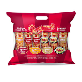 Popcornopolis Zebra Cone Pack—premium mixed flavors for gifting and sharing.
