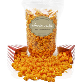 PopN Popcorn cheddar cheese bag close-up, highlighting the cheesy coating for movie nights