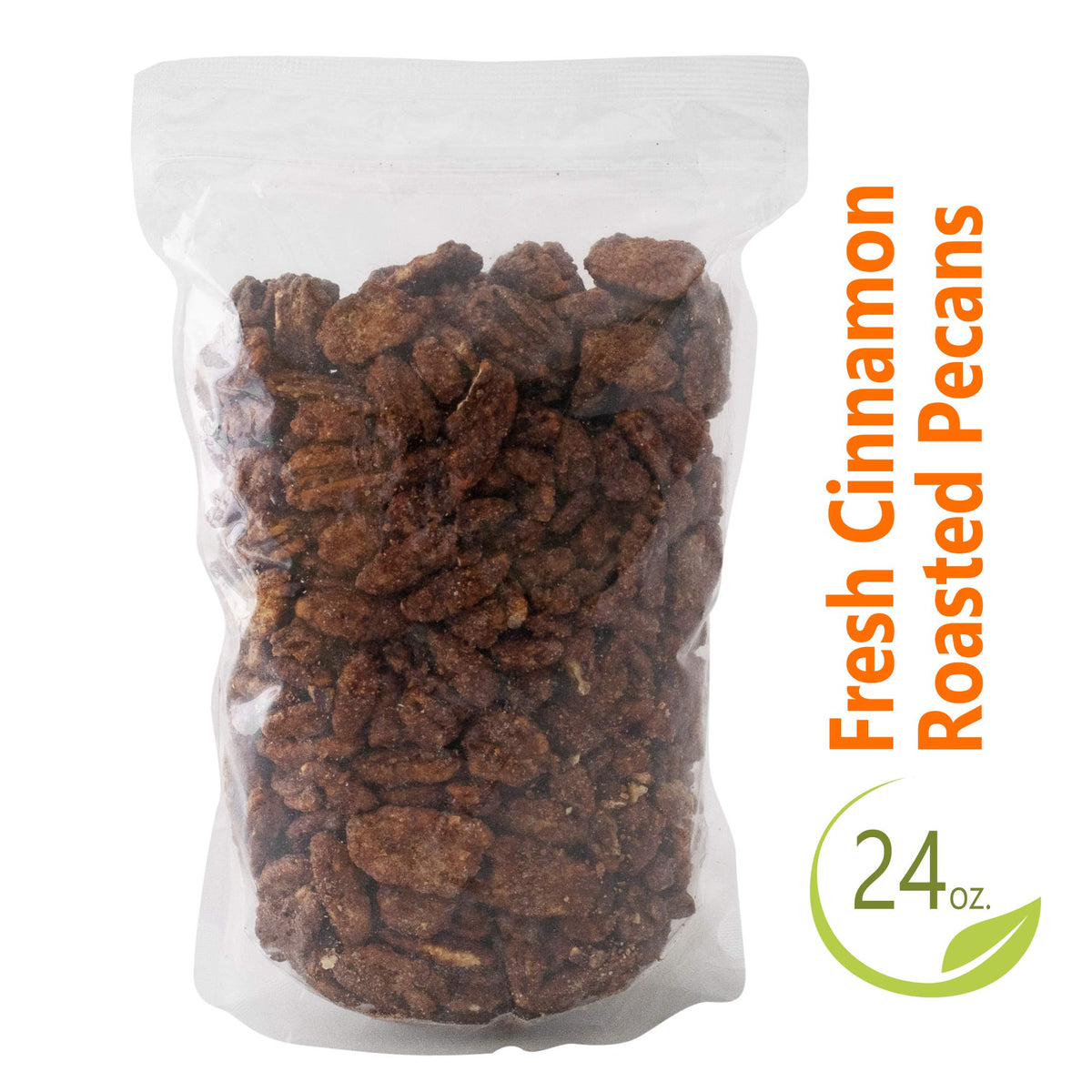 Pop'N Popcorn pecans roasted in German kettle for premium flavor.