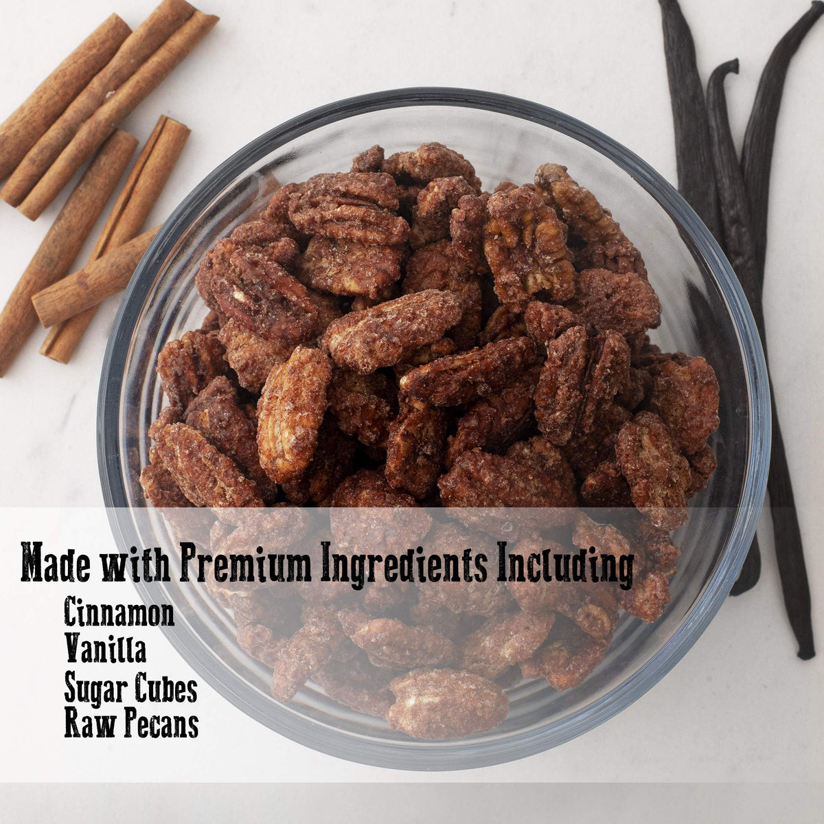 Pop'N Popcorn pecans on ice cream provide crunchy, flavorful topping.