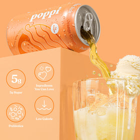 Poppi Cherry Cola can features natural caffeine for a subtle energy lift.