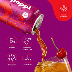 Poppi Cherry Cola 12-pack on display for convenient on-the-go refreshment