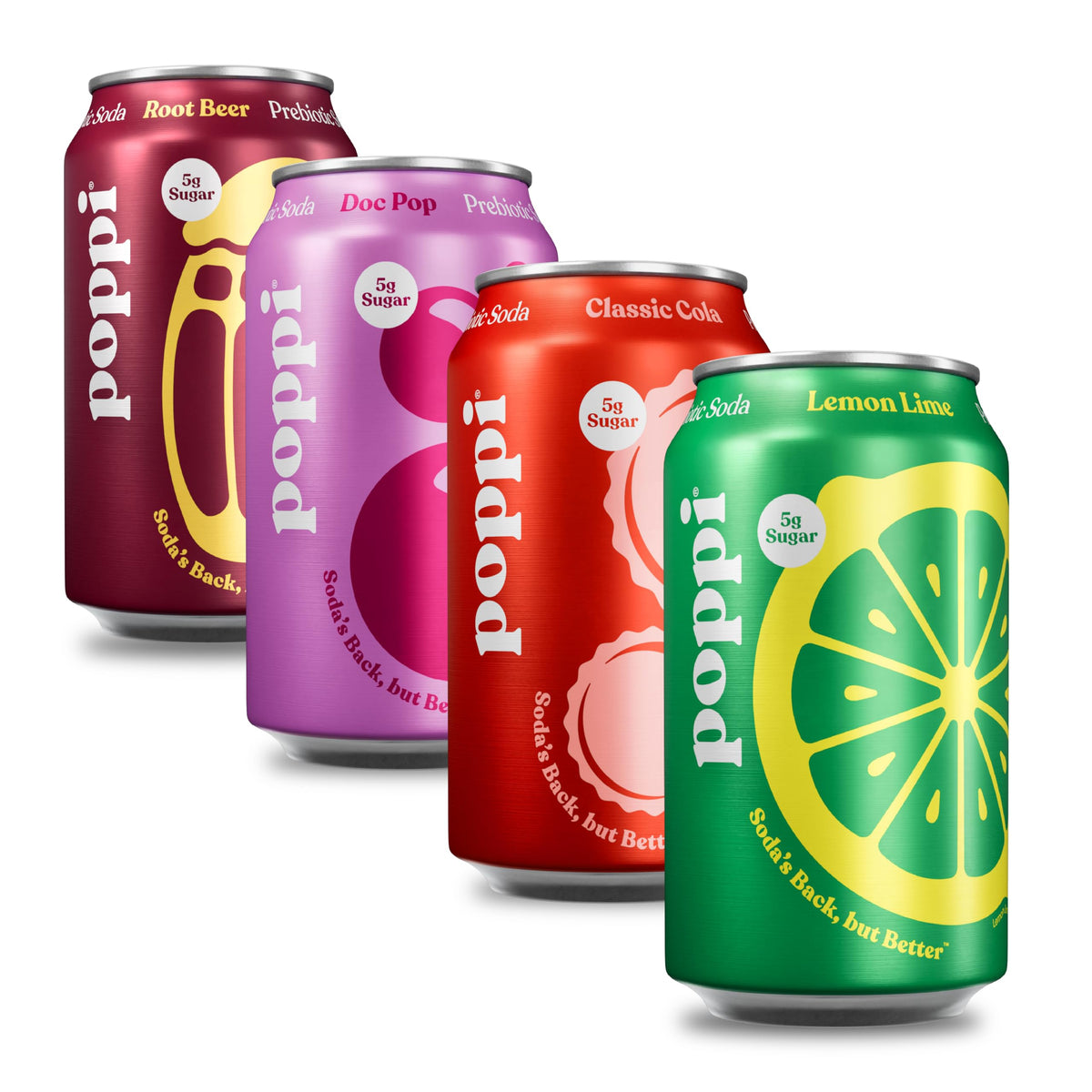 Poppi Classic Cola bottle close-up highlighting sparkling refreshment with prebiotic benefits