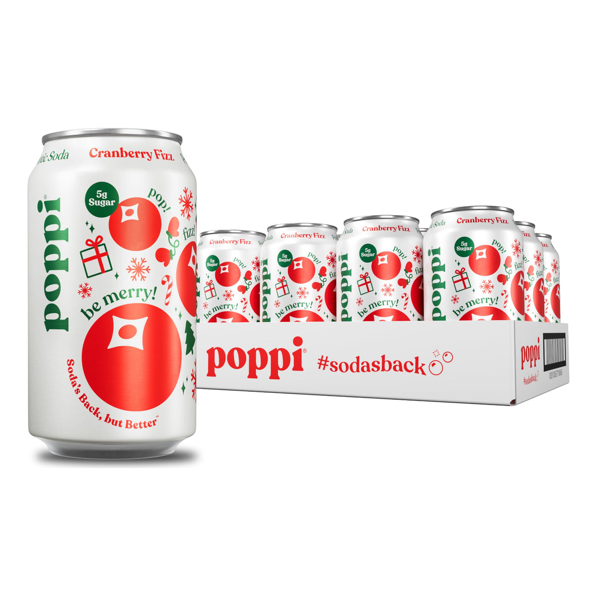 Poppi Cranberry Fizz can showing sparkling prebiotic refreshment with apple cider vinegar