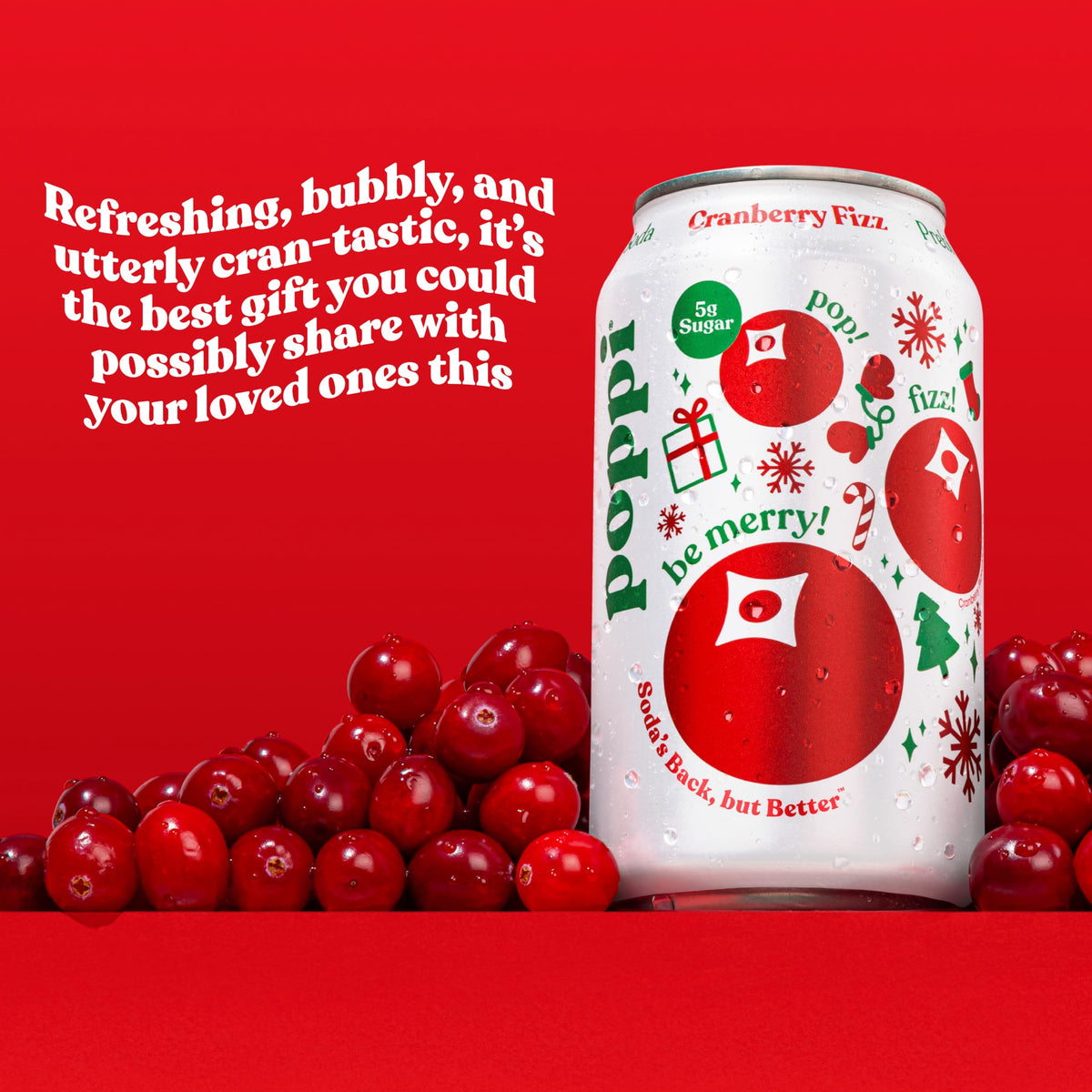 Poppi Cranberry Fizz glass-serve scene showcasing a drink mixer option